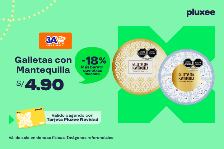 GALLETAS CON MANTEQUILLA PRECIO S/.4.90 | PORCENTAJE: -18%. VÁLIDO EN TIENDAS FISICAS.